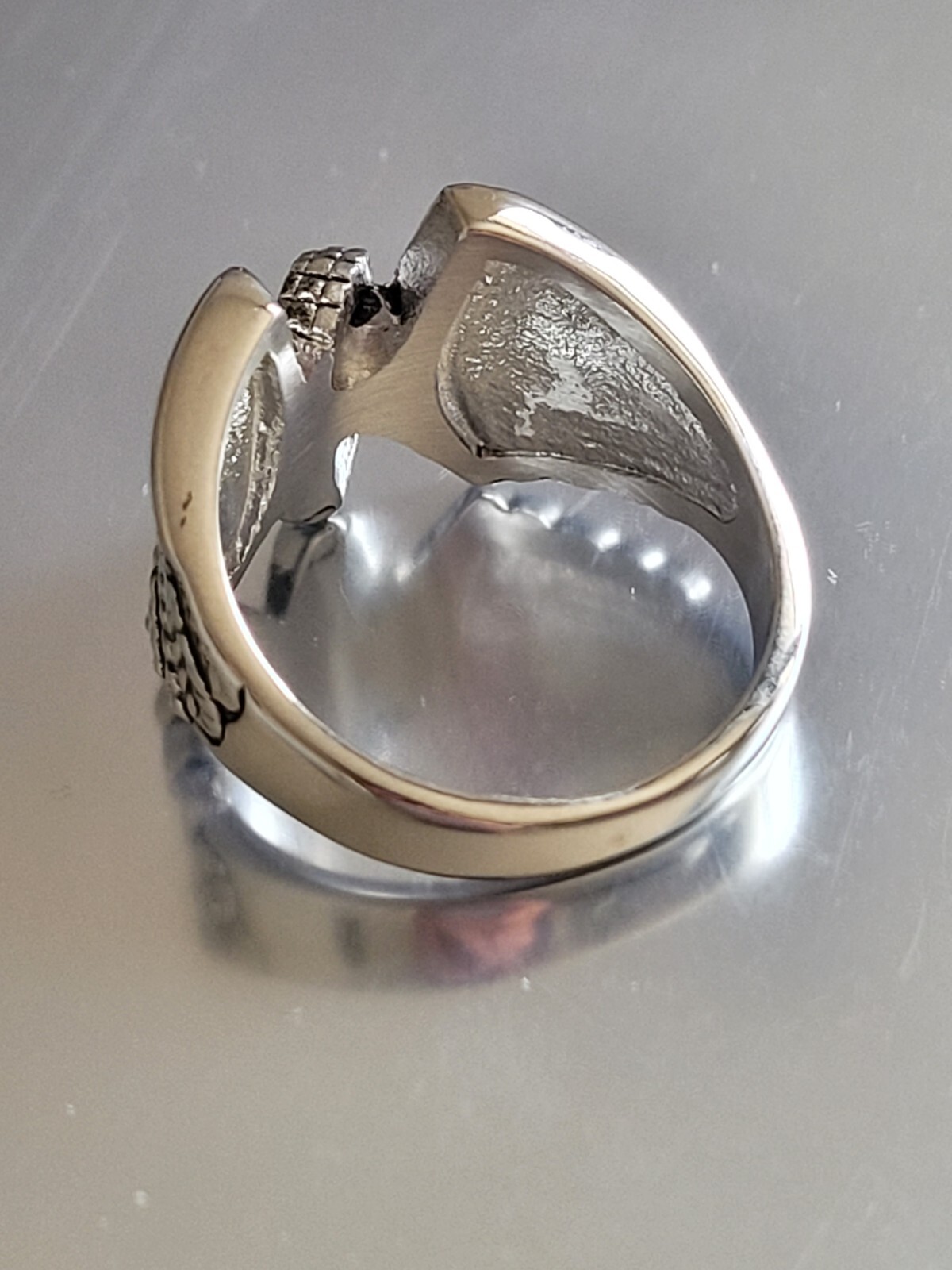 Stainless Steel Polished Winged Wheel Ring – Stainless Steel Biker Ring