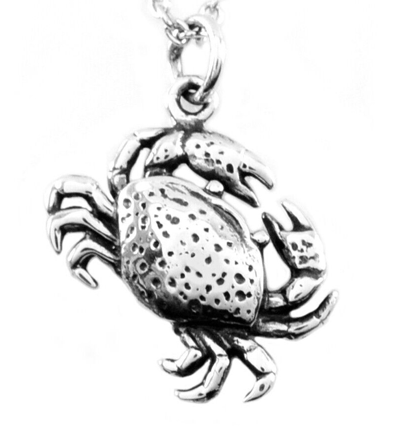 Sterling Silver Crab Charm Pendant Necklace-925 Sterling Silver #C118