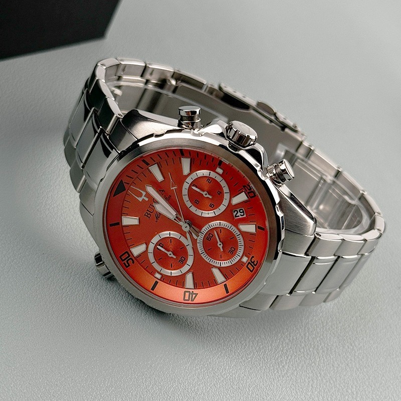 Bulova 96B395 Marine Star Orange Dial Chronograph Men’s Quartz Watch 43mm