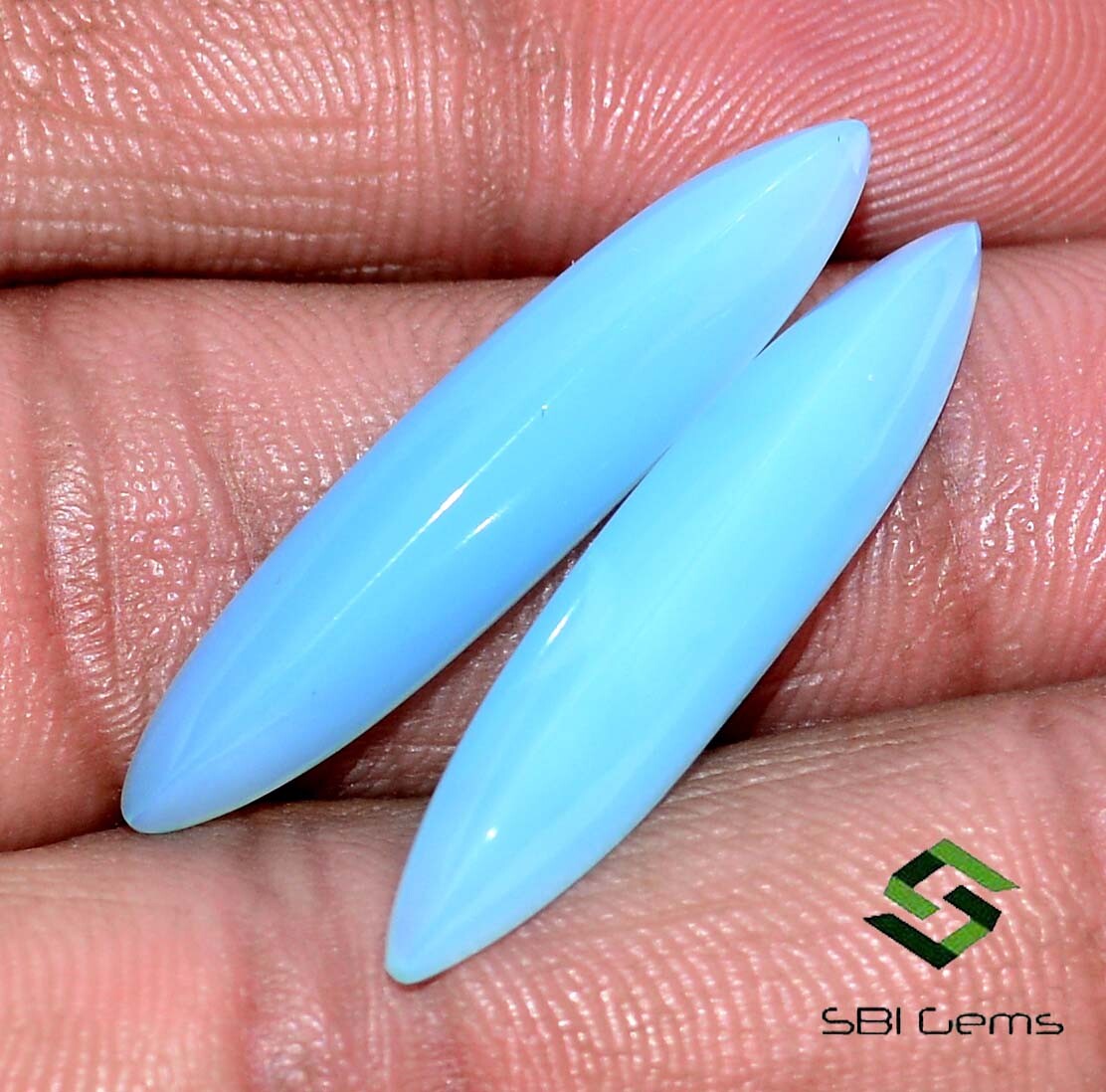 30×6 mm Natural Chalcedony Fancy Long Shape Cabochon Pair 13.21 CTS Loose Gems