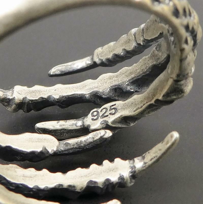 925 Sterling Silver Bird Eagle Claw Wrap Ring Adjustable Gothic Unique Men Women