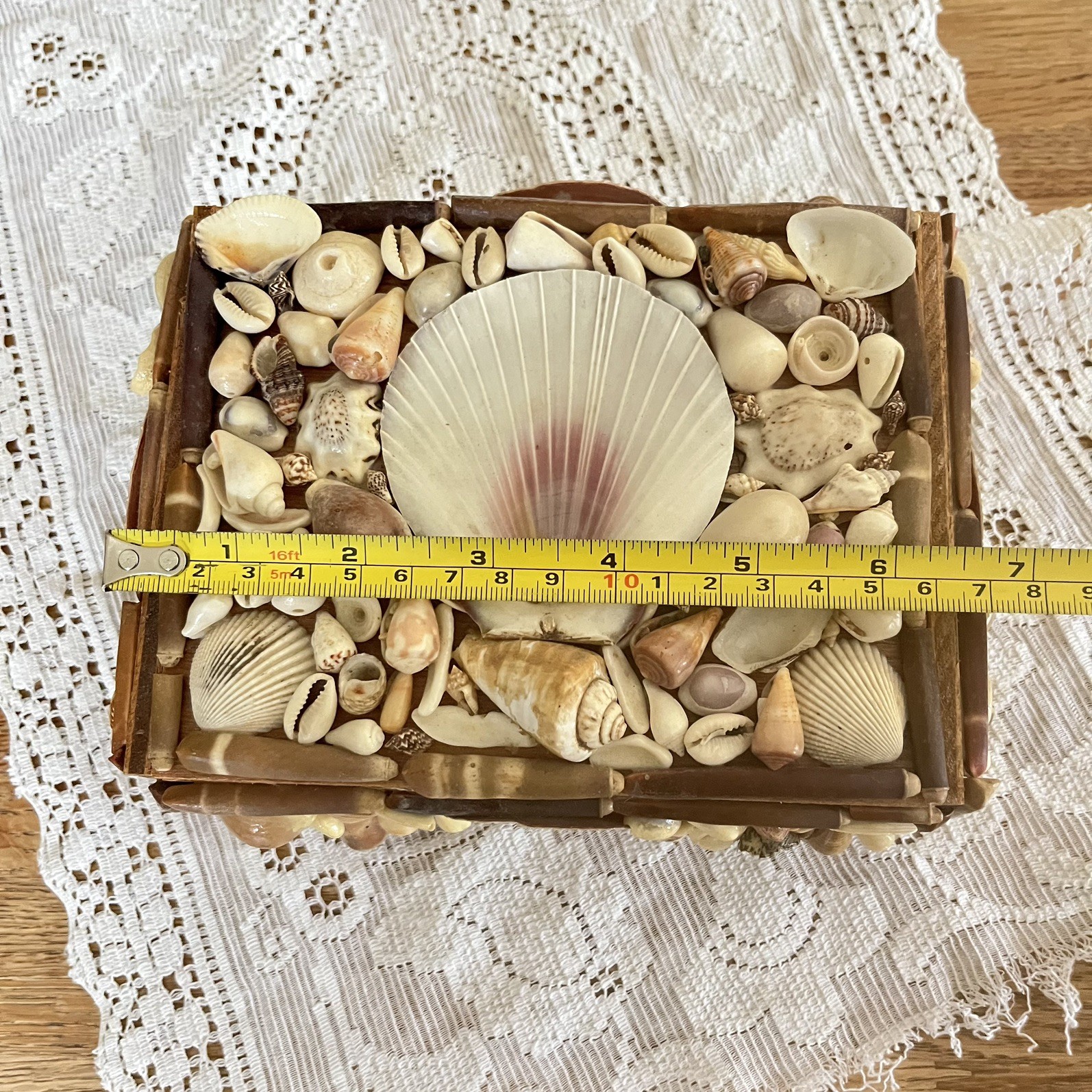 Vintage Seashell Jewelry Box Keepsake Trinket Shell Coastal Nautical
