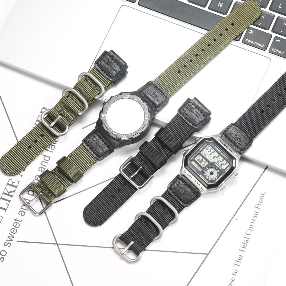 A158WA Nylon Watch Strap Compatible with Casio F108WH A168WA-1 AE1200WH W800HG A