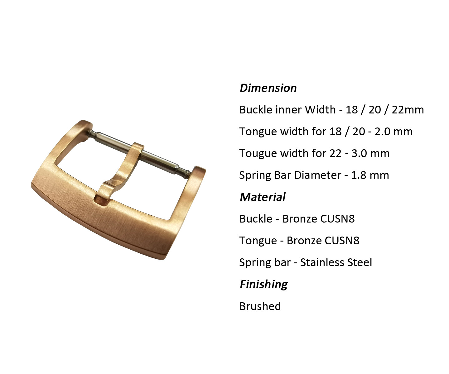 Watch Accessories Bronze CuSn8 Buckle 18mm 20mm 22mm With Brushed