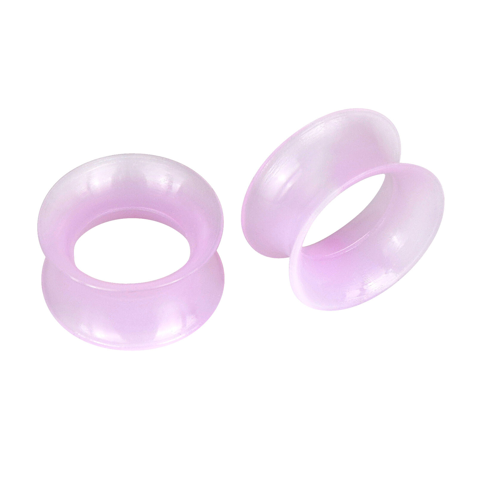Pair of Thin Flexible Silicone Ear Skins Glow in the Dark/Glitter Flesh Tunnels