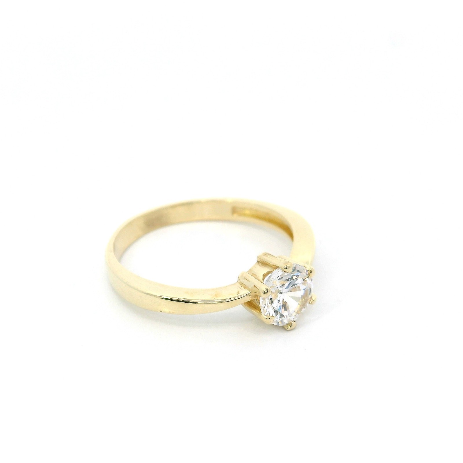 Ladies Ring, Gold Ring with Zircon Yellow Gold 585 14 KT Size 52
