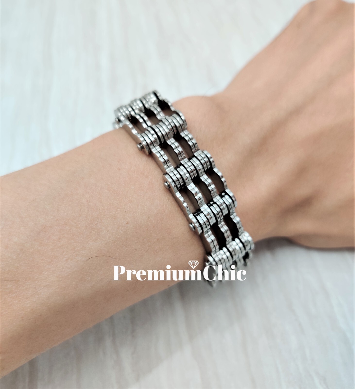 SOLID Stainless Steel Motorcycle Bike Chain Design Bracelet Men’s Jewelry 16MM