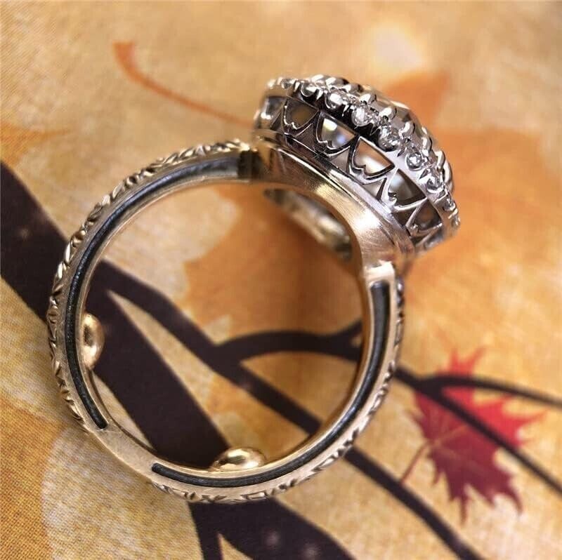 Silver Plated Authentic Proposal Ring 2CT CZ Vintage Style Christmas Gifts Ring