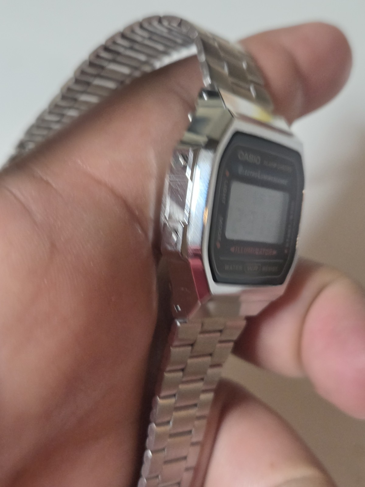Casio A168WA-1W Digital Alarm Stainless Steel Illuminator Watch A168WA-1 C135B