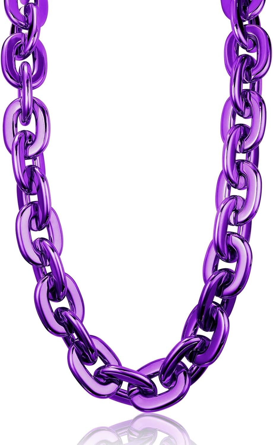 Purple Hip Hop Large Acrylic Thick Plastic Cuban Link Chain Necklace 32in 80cm