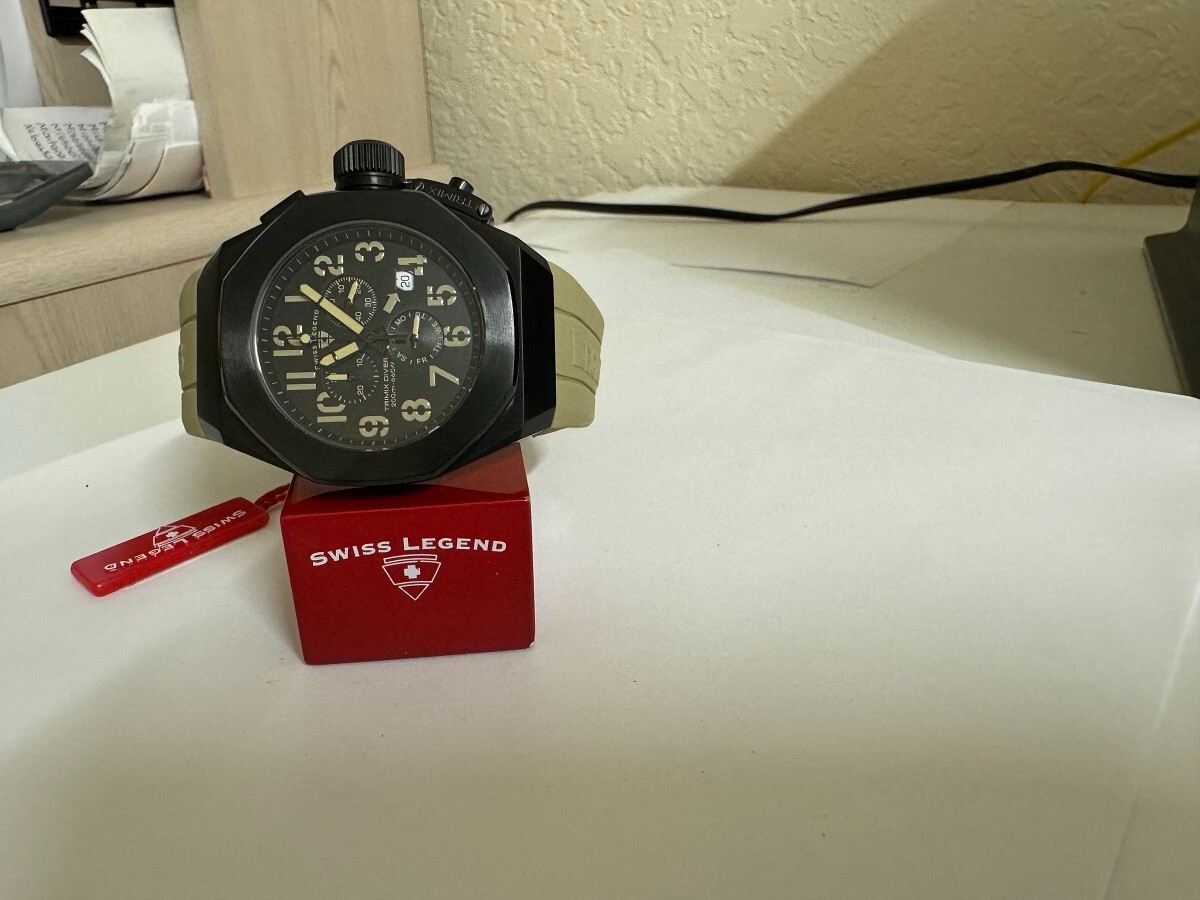 Men’s Swiss Legend 10542-BB-01-CMA Trimix chronograph Black & Olive Green watch