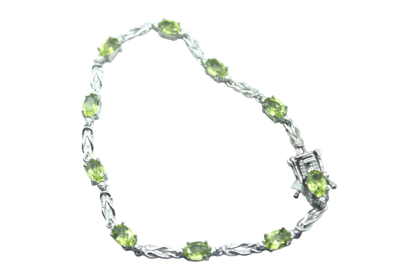 NWT Silver Tone Peridot Karis Tennis Bracelet 7in Stunning Gemstone