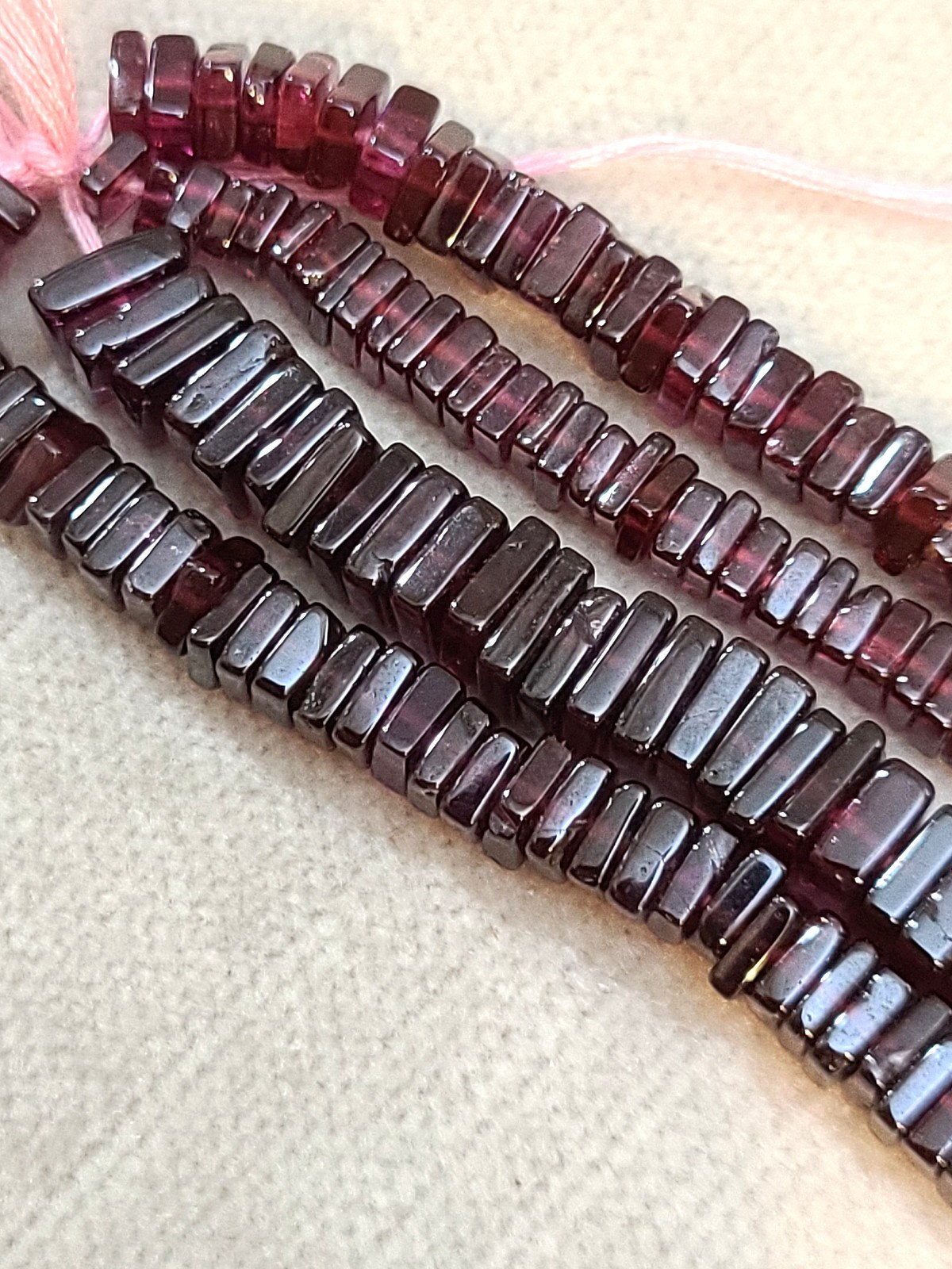 2 Strands 16″ ea Natural Purplish Almandine Garnet Square Heishi Beads 3.8-6.0mm