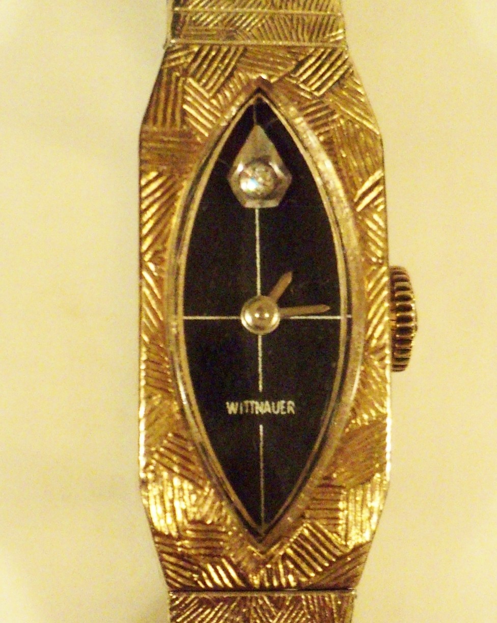 WITTNAUER 10K GOLD FILLED BY LONGINES GENEVE WATCH & BAND DIAMOND 17 JEWELS CASE