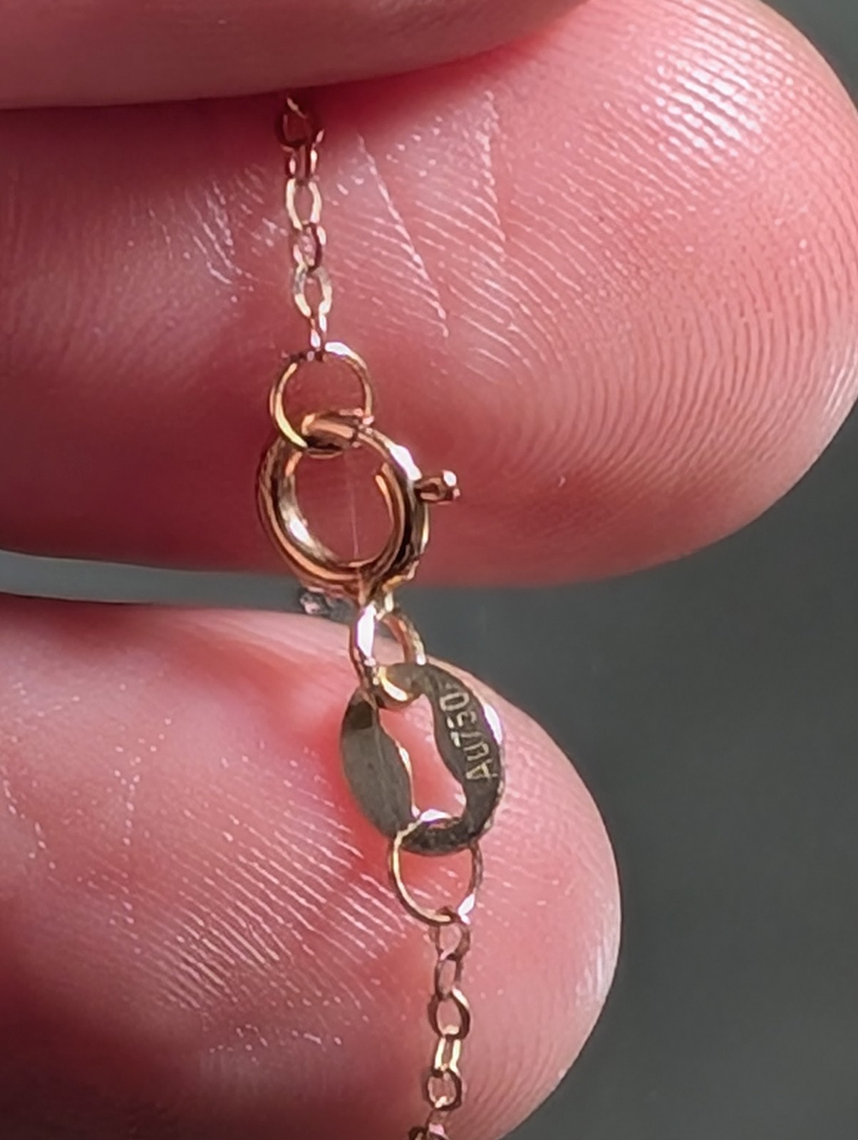 18K Rose Gold Natural Diamond Dainty Stud Earrings and Necklace Set .07ct 1.95g