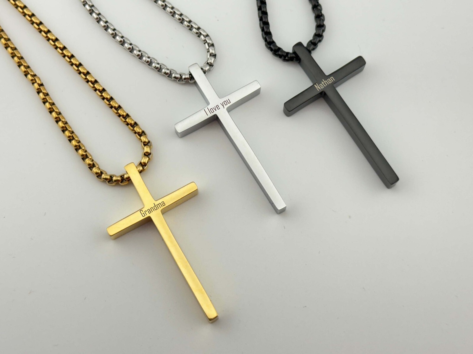 Personalized Engraved Cross Necklace Christian Catholic Easter Gift Pendant