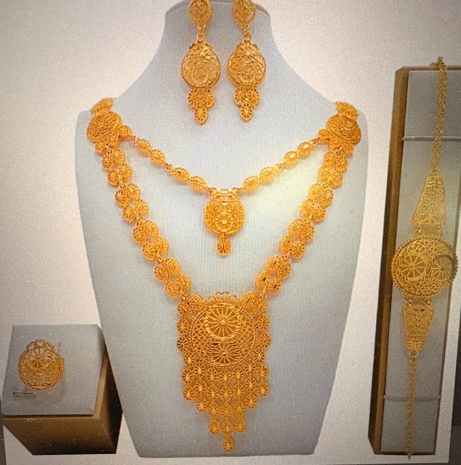 24K Gold Color Plated Necklace Earrings Fashion Fine Jewelry Sets for Women