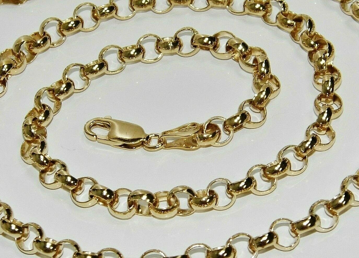 9ct Yellow Gold on Silver Belcher Chain – 7mm – 16 18 20 22 24 26 30 INCH