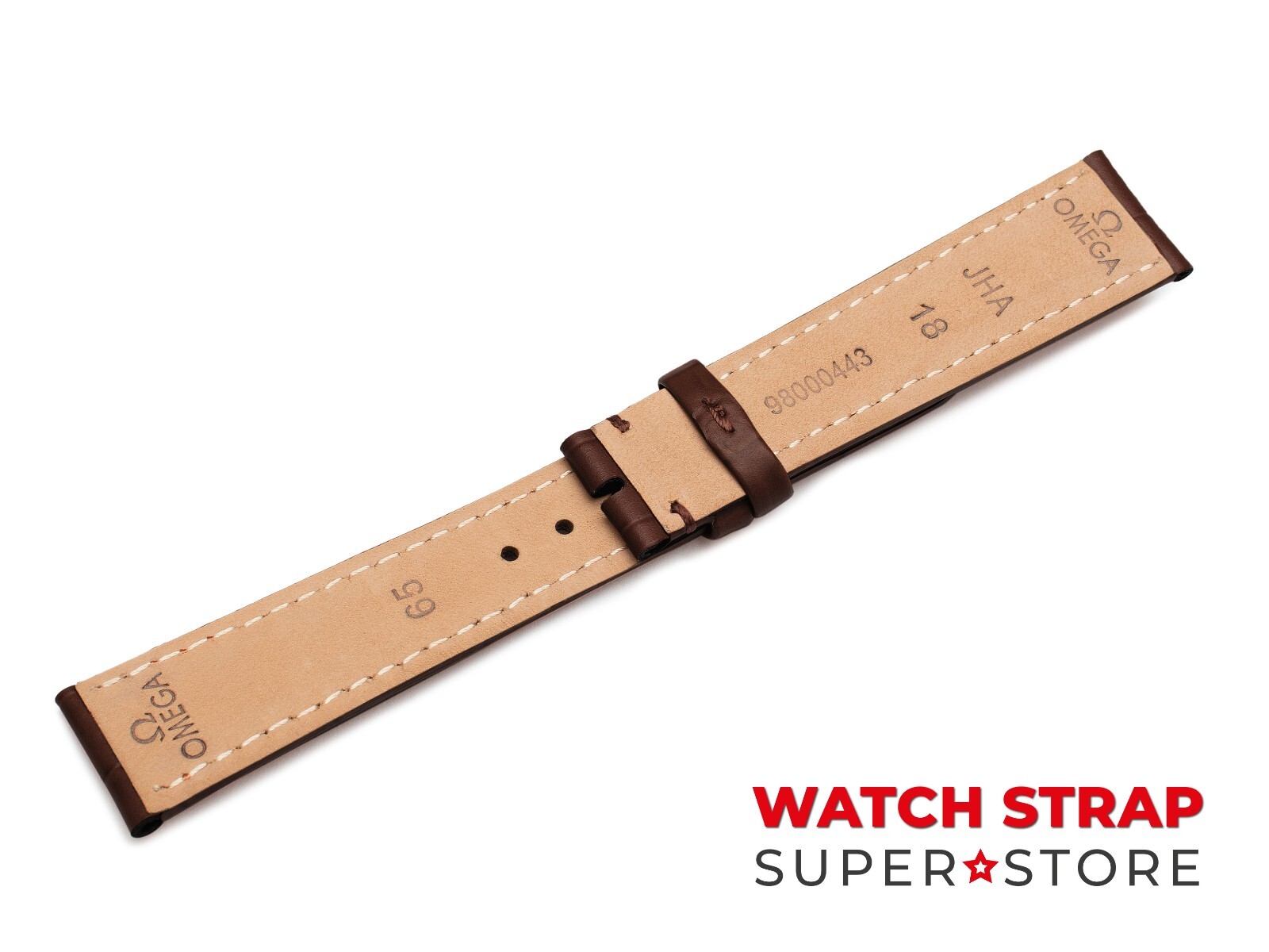 18mm OMEGA Watch Brown Genuine Leather Strap Band Buckle Clasp Silver DeVile
