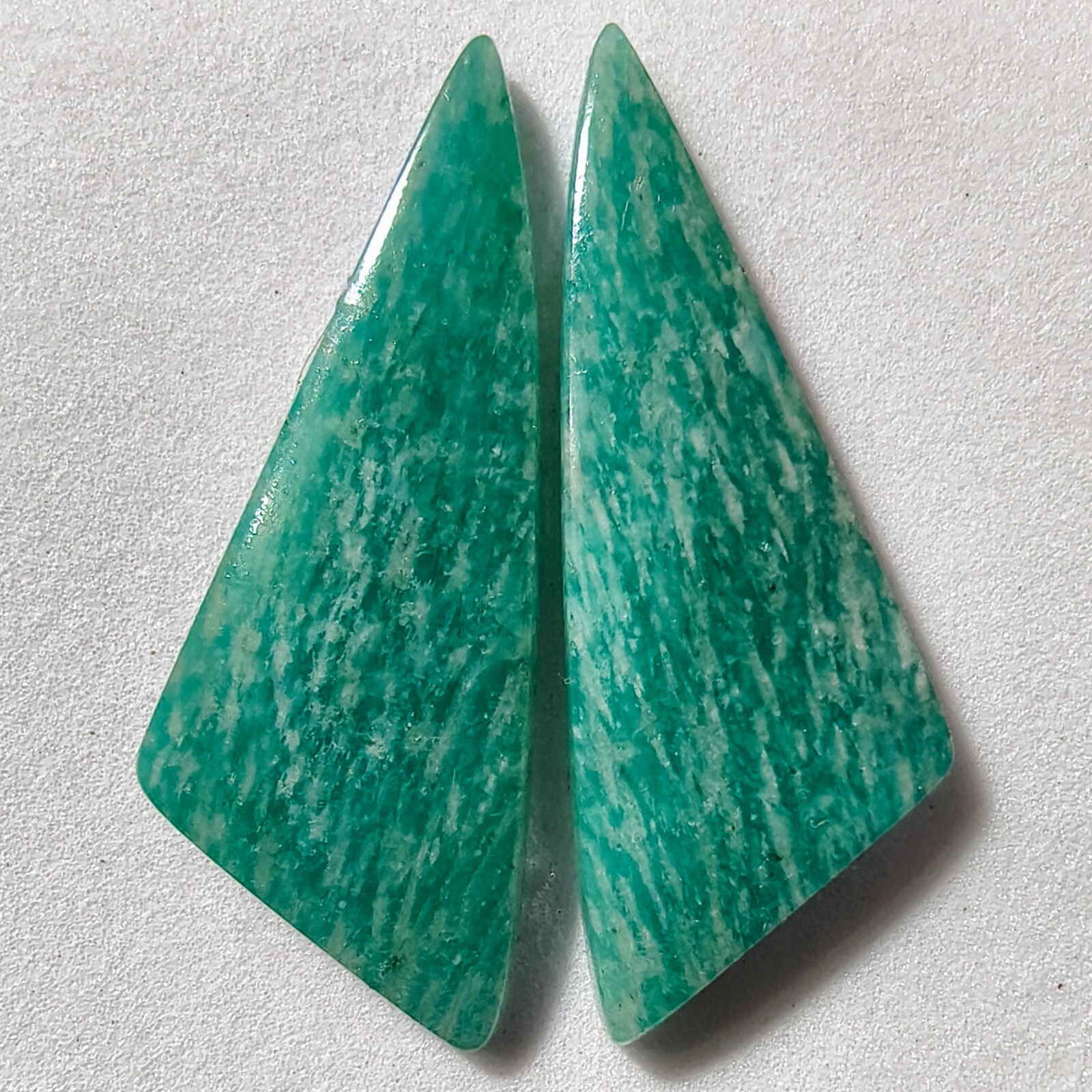 29 Cts Natural Amazonite Match Pair Cabochon Gemstone 39.4 X 15.1 MM