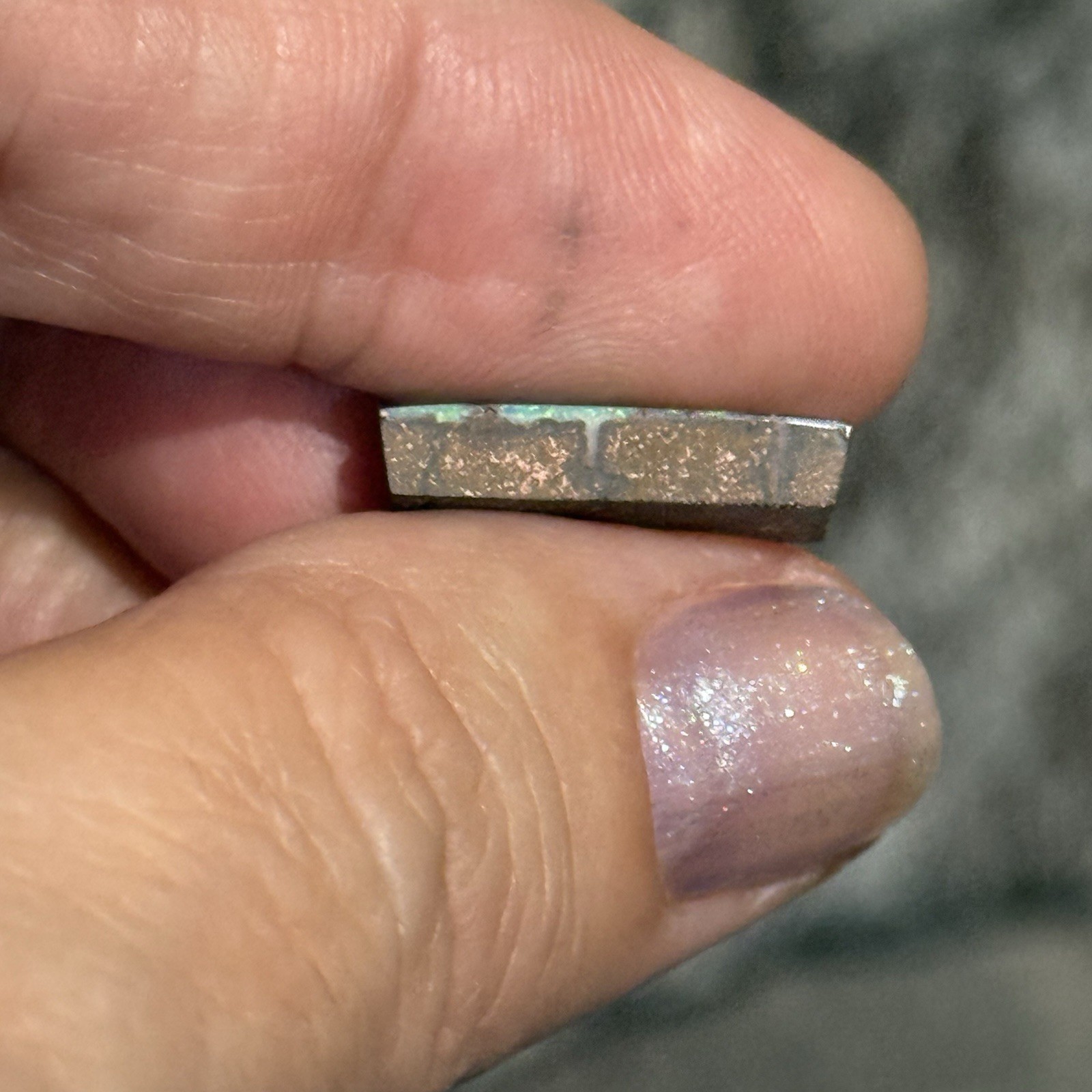 6ct 17.4×6.8×3.9mm Blue Australian Boulder Opal Split Cabochon Gem