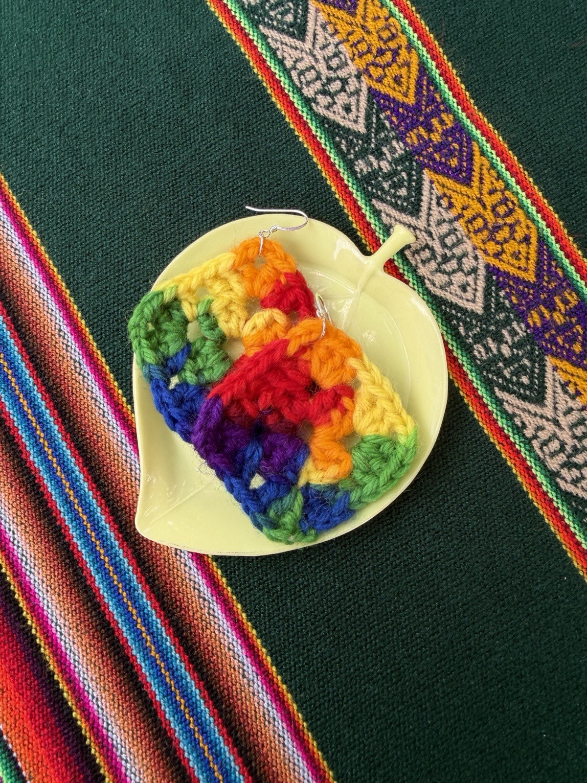 Vintage Crochet Mini Granny Squares Repurposed Earrings