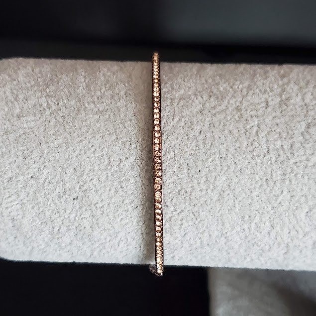 Michael Kors Rose Gold Pave Crystal Adjustable Slider Bolo Bracelet Designer