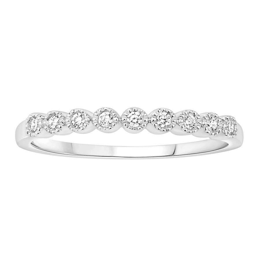 Ladies Stackable Band 0.11ct Natural Round Diamond White Gold