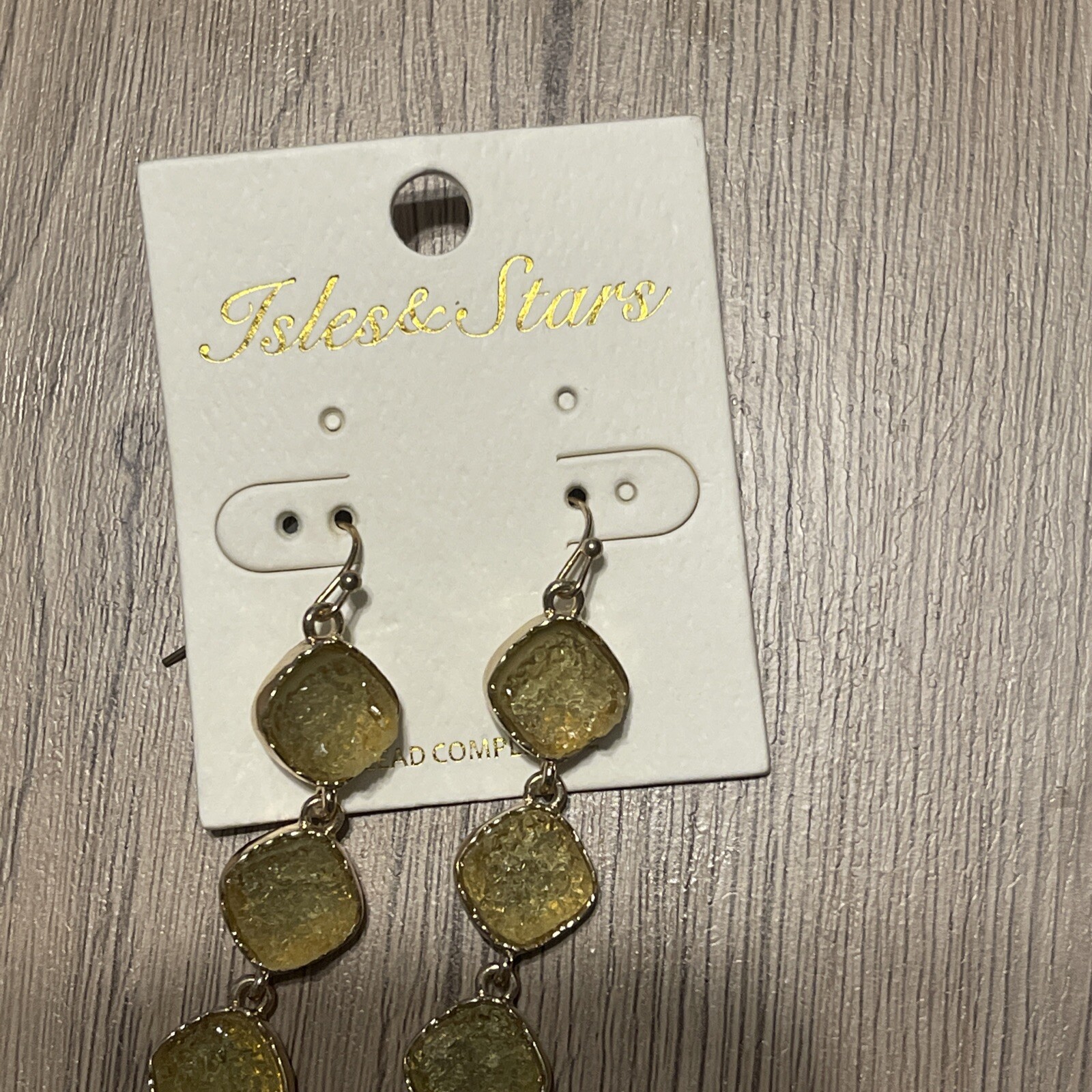 Isles And Stars Dangle Drop Tassel Earrings Lead Compliance Gold Druzy