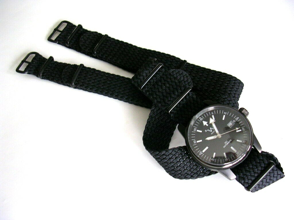 20mm Black PVD Braided NATO G10 ® Woven HD Nylon watch band RAF strap IW SUISSE