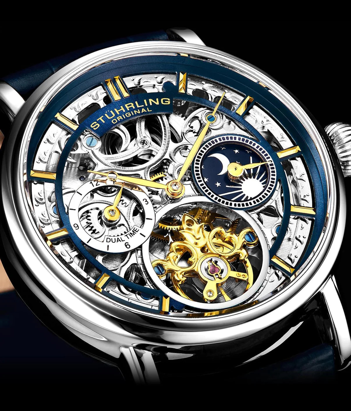 Stührling Macrocosm 4000 Automatic 43mm Skeleton with Dual Time