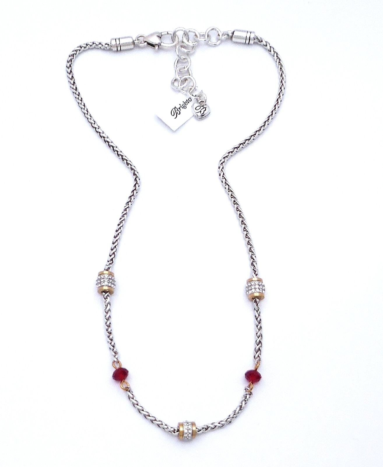 NWT Brighton Meridian Petite Short Red Crystal Two Tone Necklace $132 Jewelry