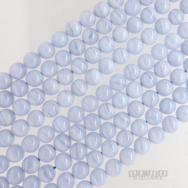 20 Natural Blue Genuine Lace Agate Round Beads approx. 8mm+