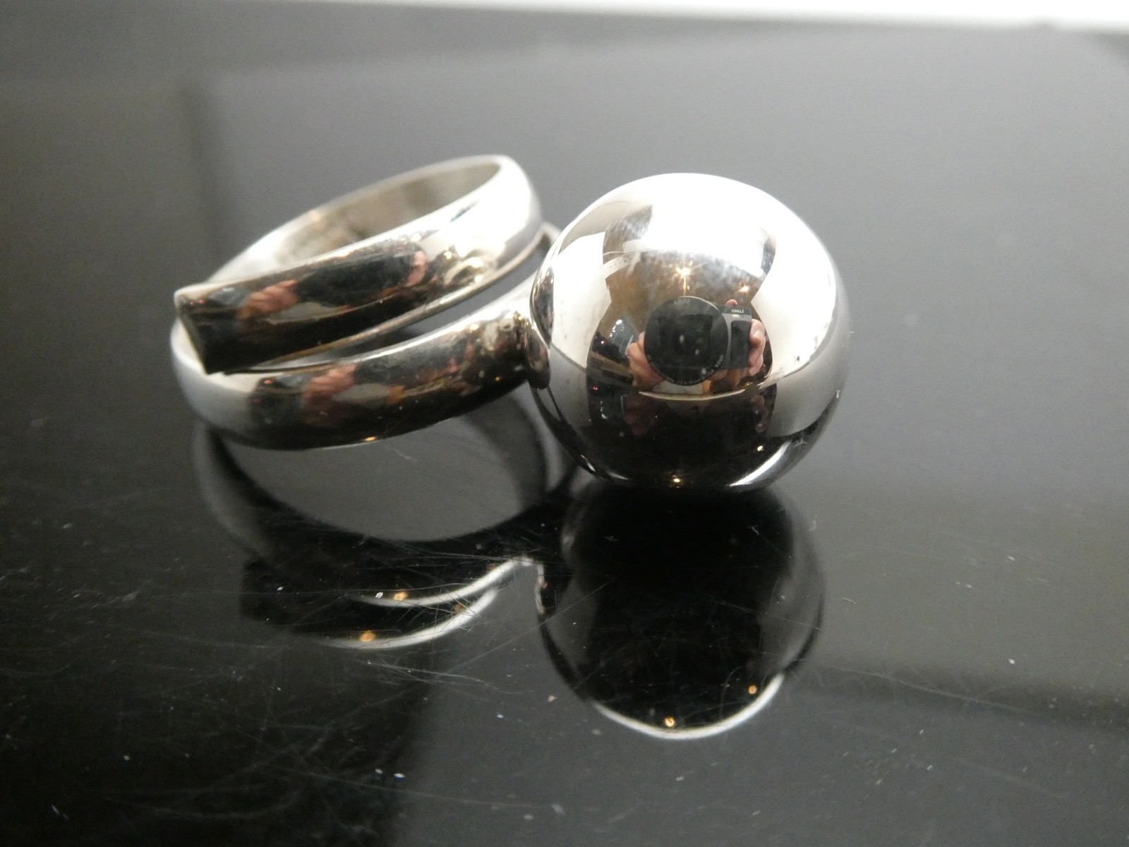 Mexico Signed TN-52 Harmony Jingle BALL Sterling 925 Adjustable RING 7 to 9