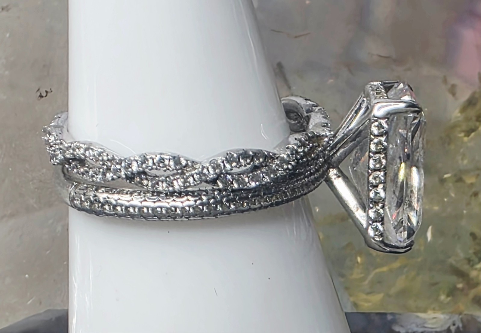 925 Sterling Silver CZ Bridal Ring Set Solitaire Engagement & Eternity Band Ring