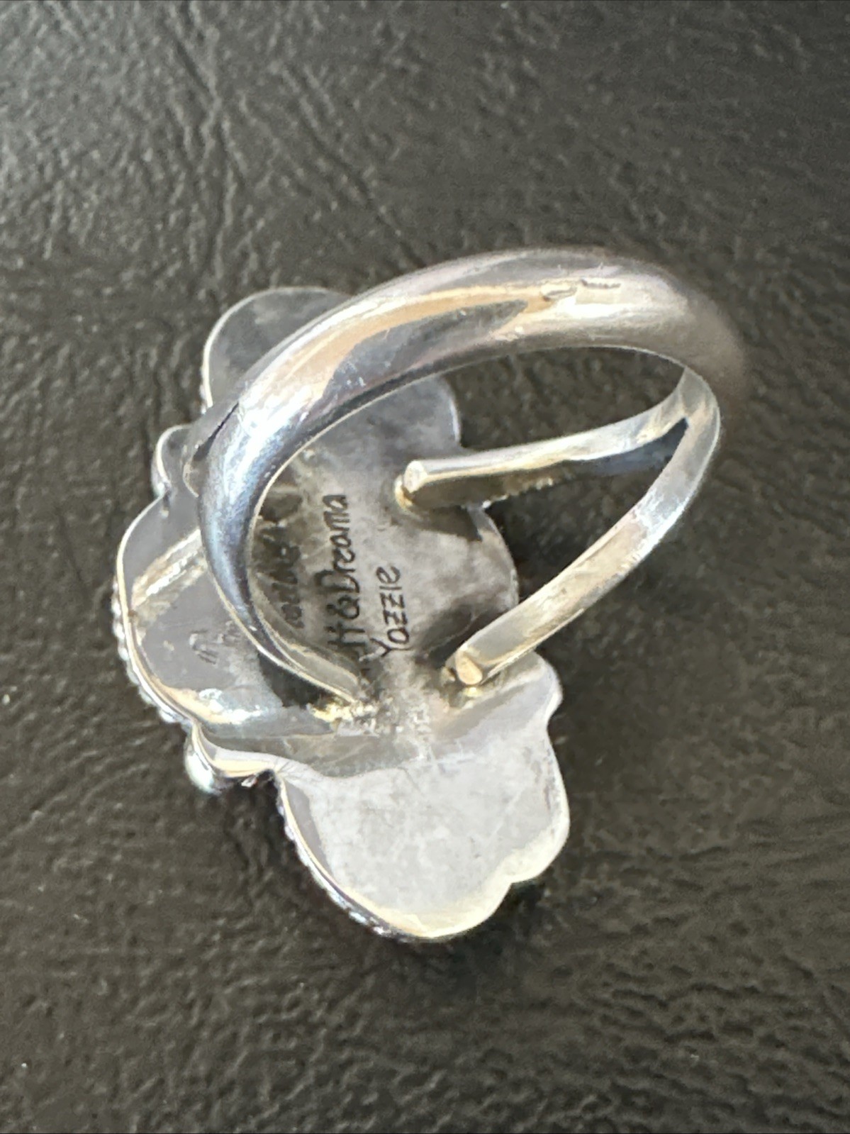 Orange Spiny Oyster Cluster Navajo Sterling Silver Ring Size 6.5 19185