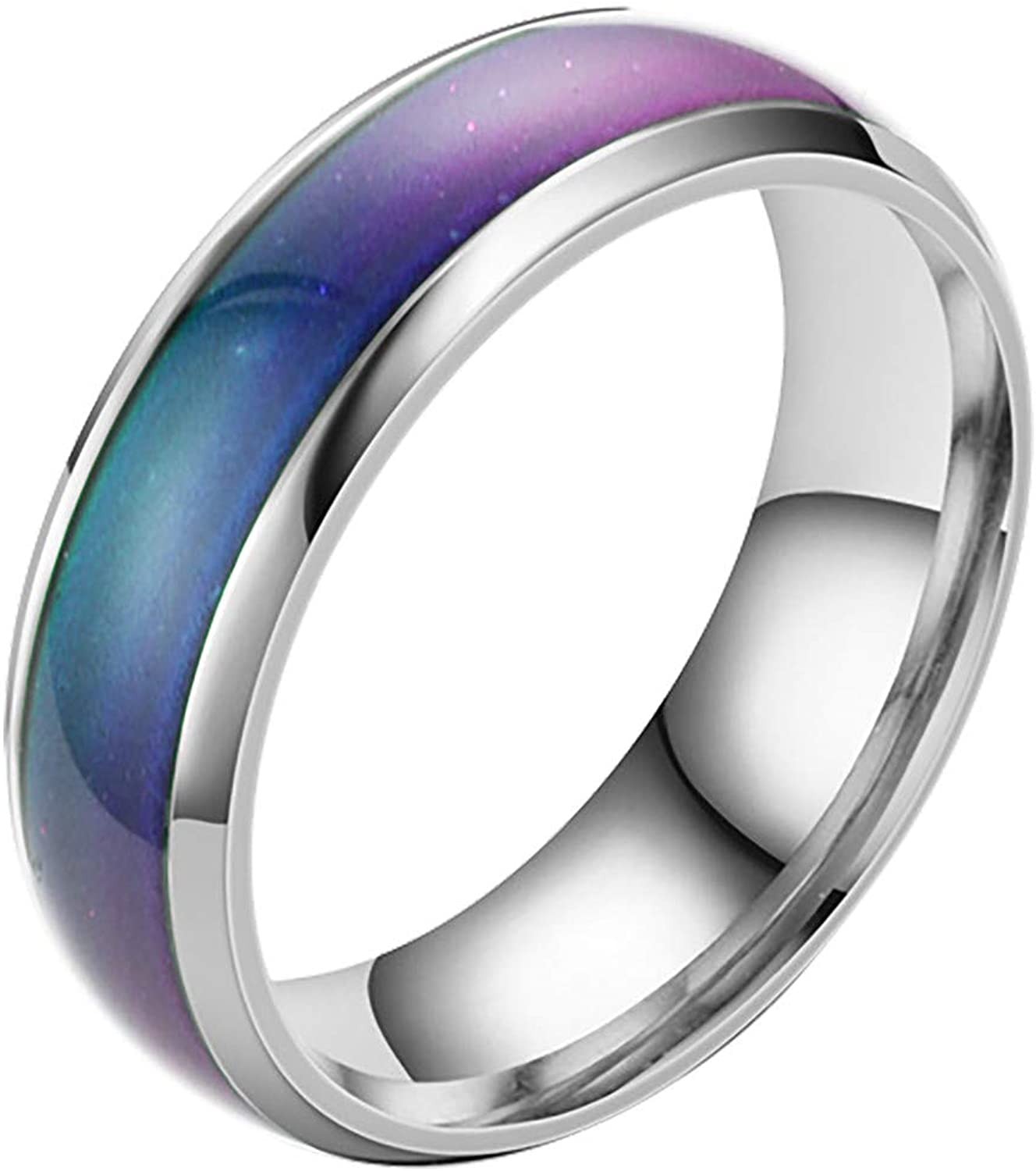 2Pcs Stainless Steel Color Changing Mood Ring Temperature Rings For Women & Men