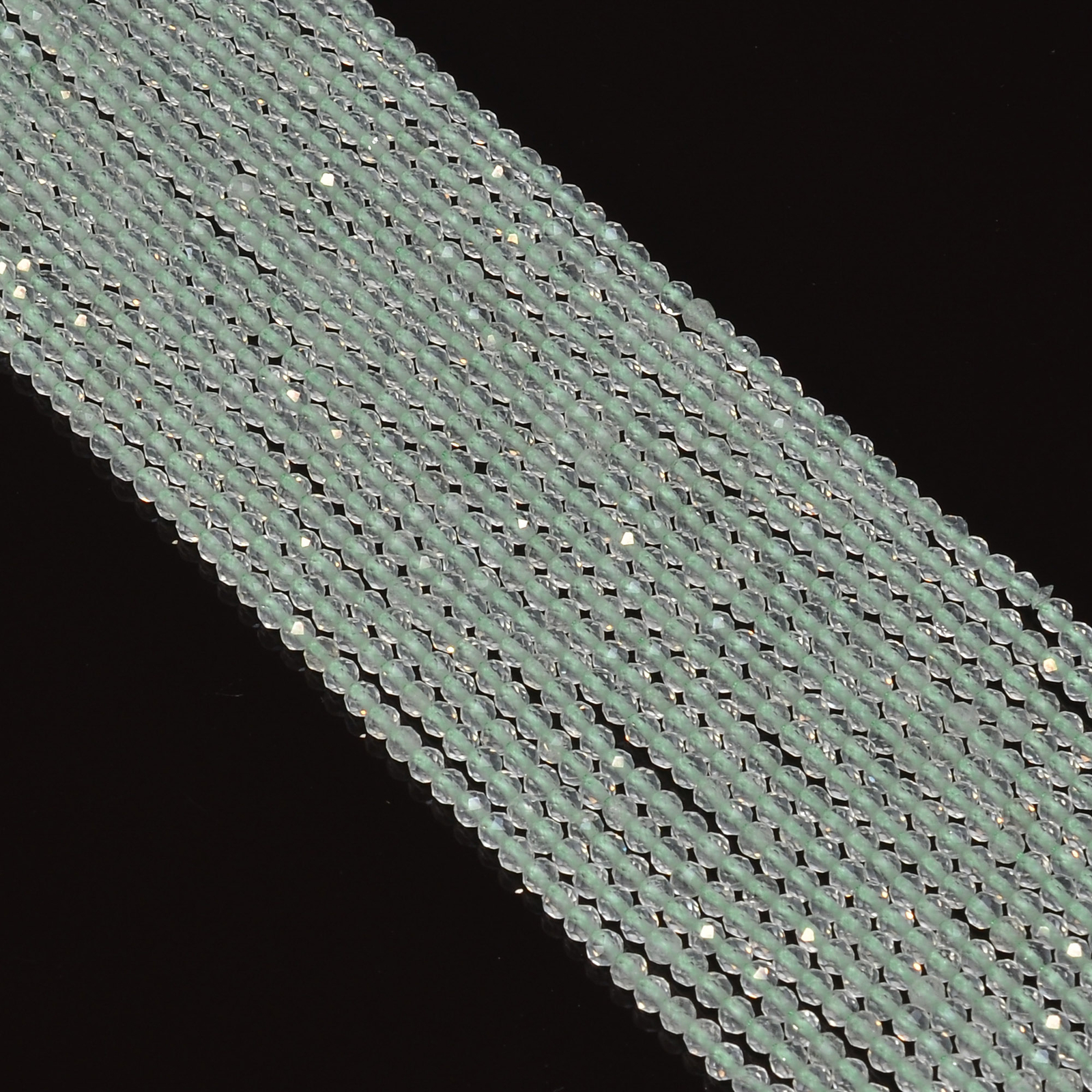 Natural Green Amethyst Gemstone Round Shape Faceted Beads 3 mm Strand 13″ EB397