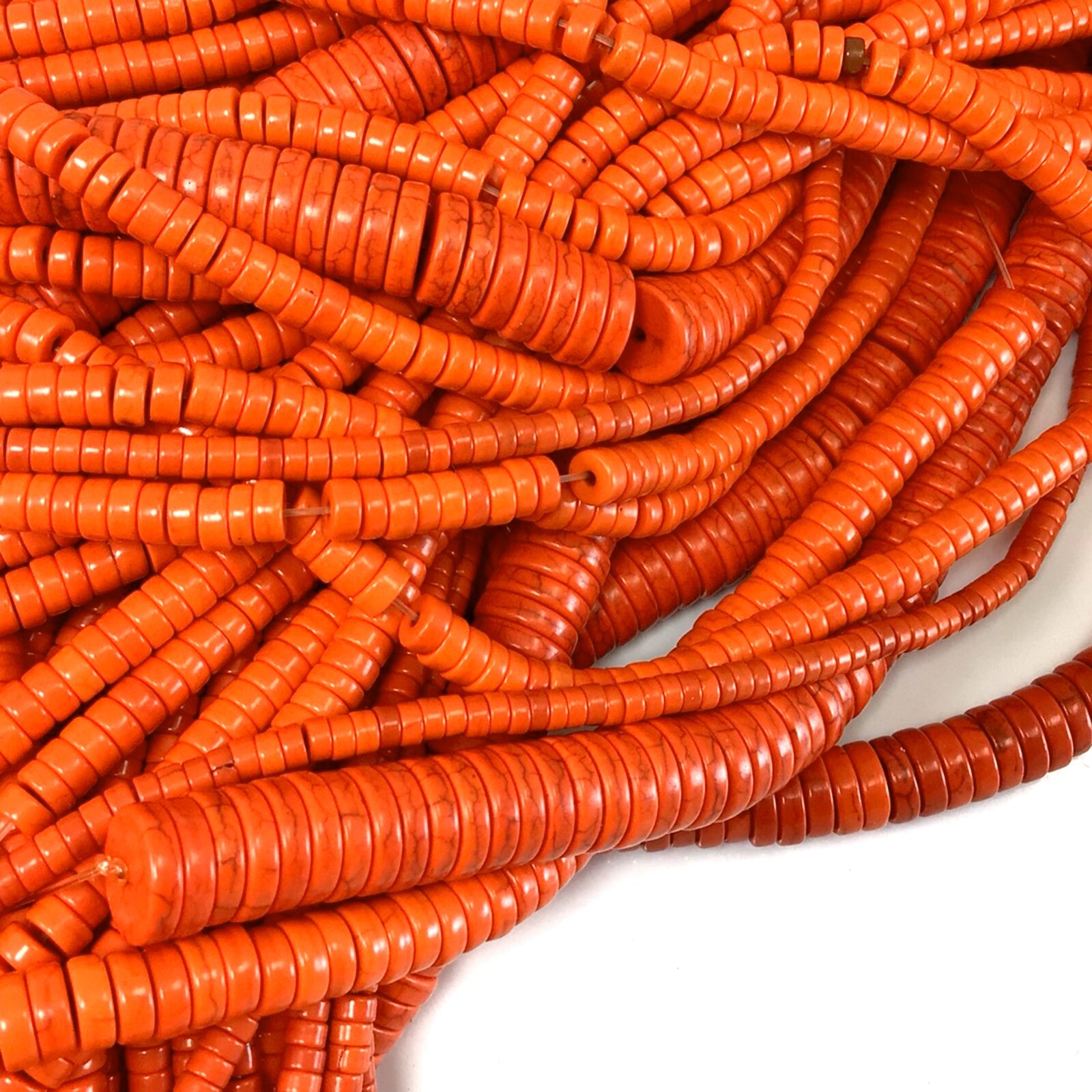 Orange Howlite Turquoise Heishi Bead 15″ 4mm 6mm 8mm 10mm 12mm