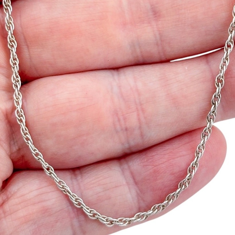 Vintage Sterling Silver 925 Rope Link Chain Necklace 25.5″