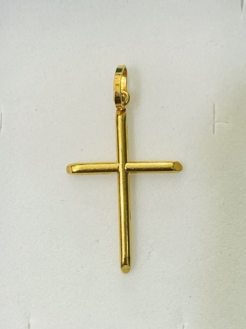 18K Yellow Gold Shaped Cross Pendant 0.84Grams(Italy)