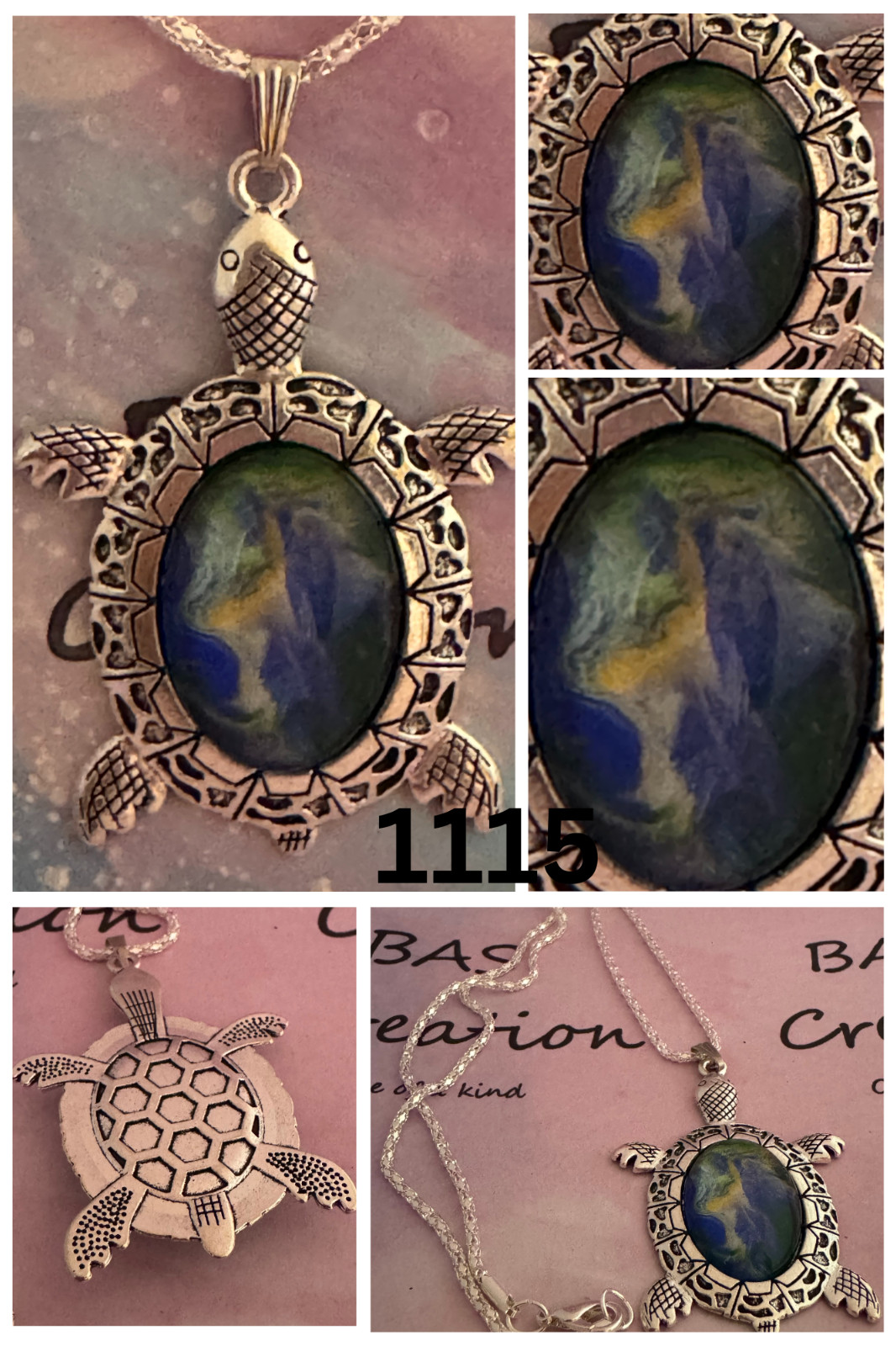 Turtle Cabochon Necklace One of a kind Hand-Painted by a local Ozark Artist-Me