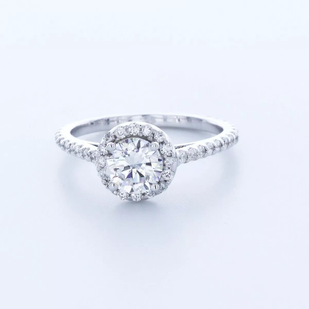Side Stone Engagement Ring Halo 14K Gold 1.83 CT Round Lab-Grown Diamond D VS1
