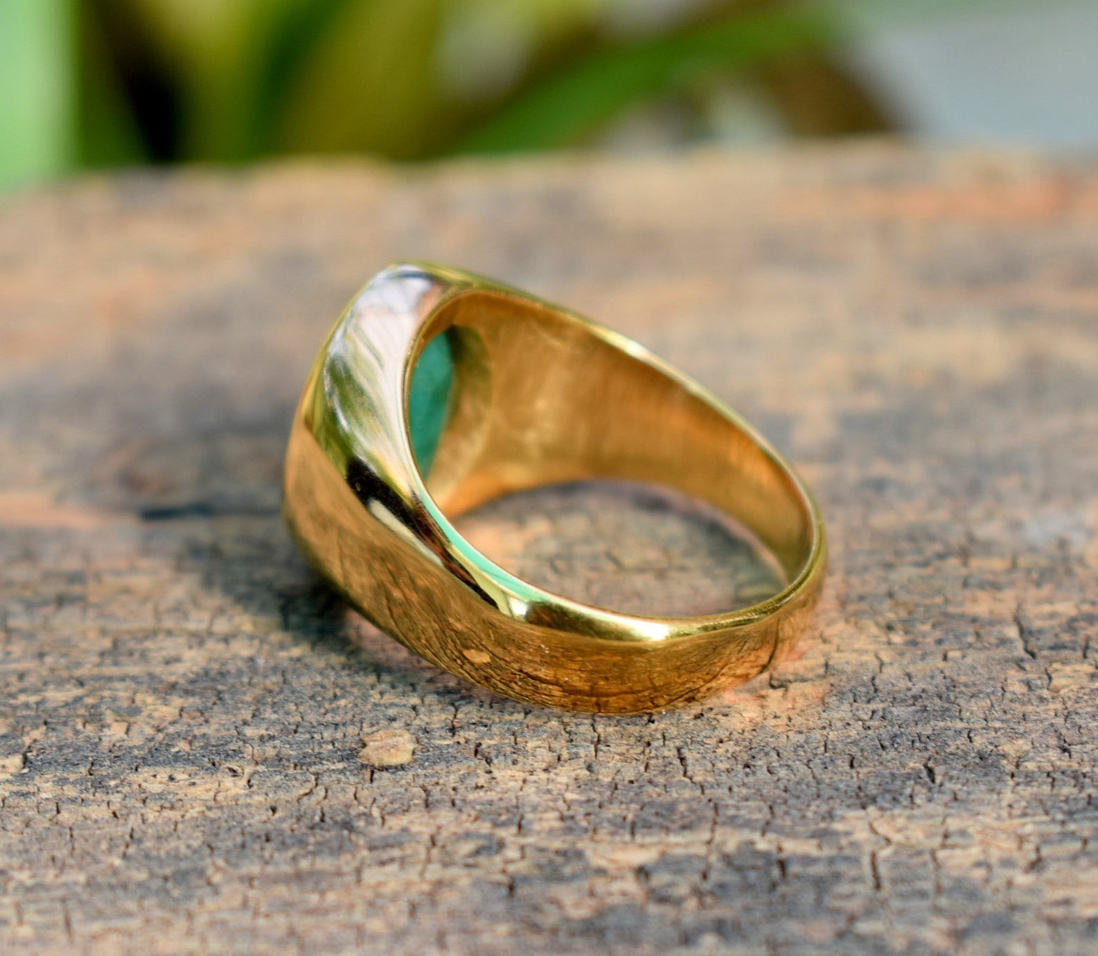 Solid 925 Sterling Silver Natural Emerald Corundum Gemstone Men’s Unisex Ring