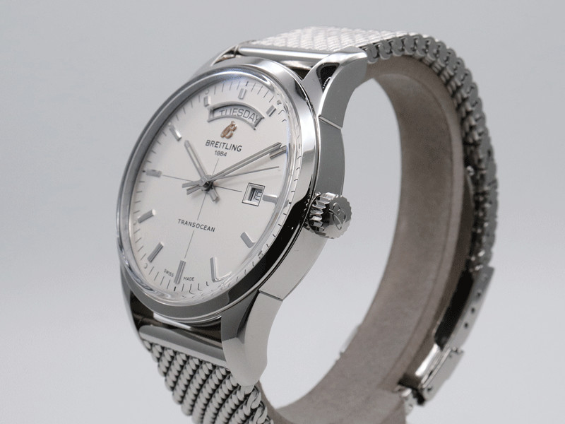 BREITLING Transocean A45310 Day date Silver Dial Automatic Men’s Watch Fashion