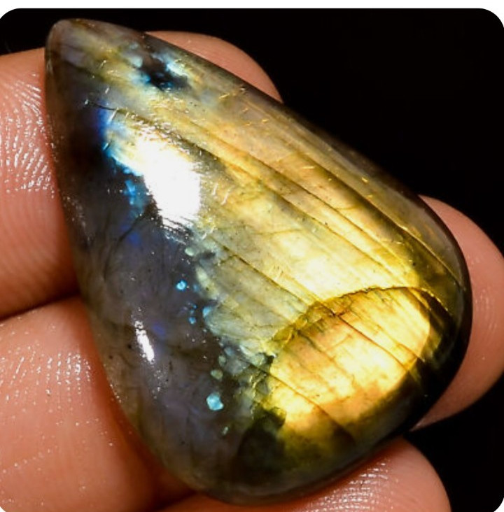 Mahogany Obsidian 64 Ct 40X29X7 mm + Labradorite 32 Ct. 31X22X7 mm + Aventurine