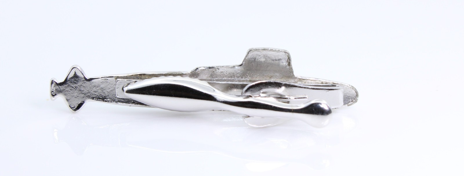 Vintage Silver Tone Submarine Tie Clip Bar Navy Military Nautical Memorabilia