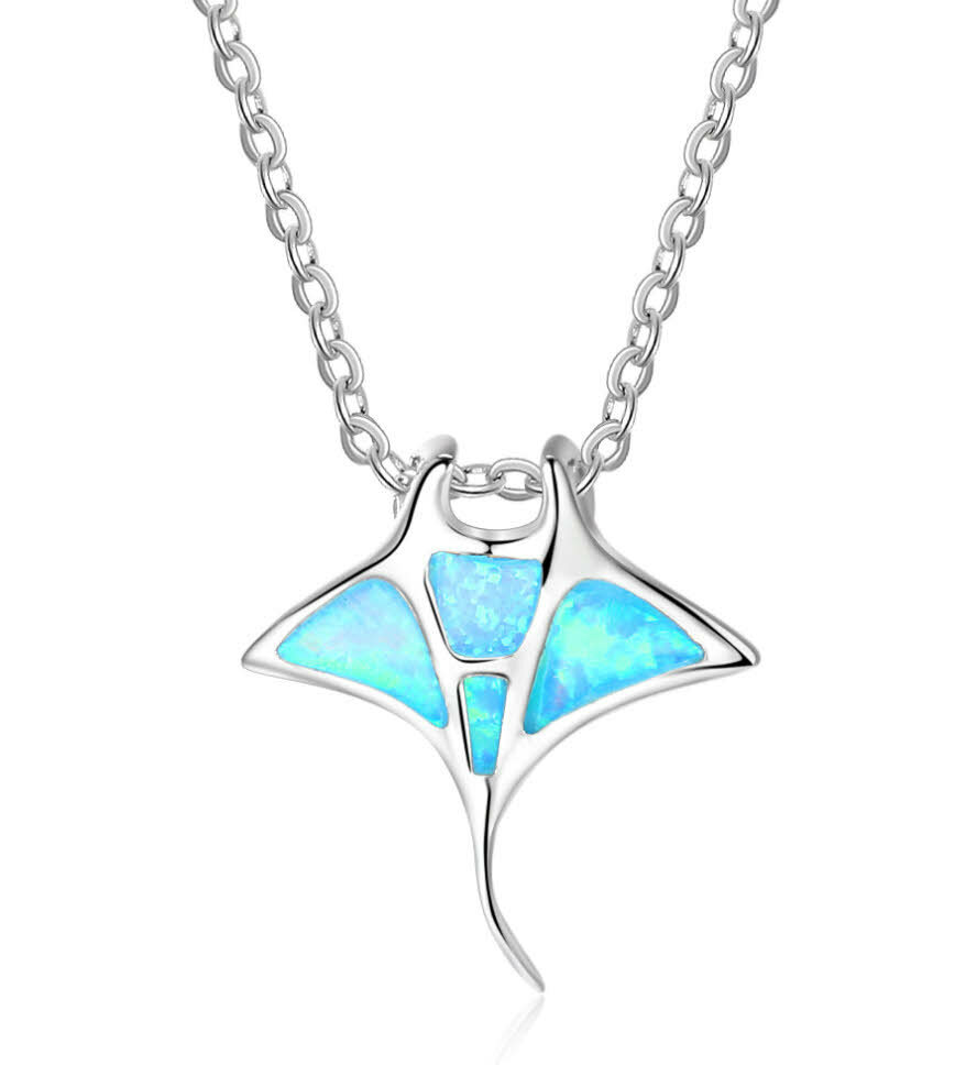 E05 ray power animal of shamans blue sterling silver 925 pendant chain