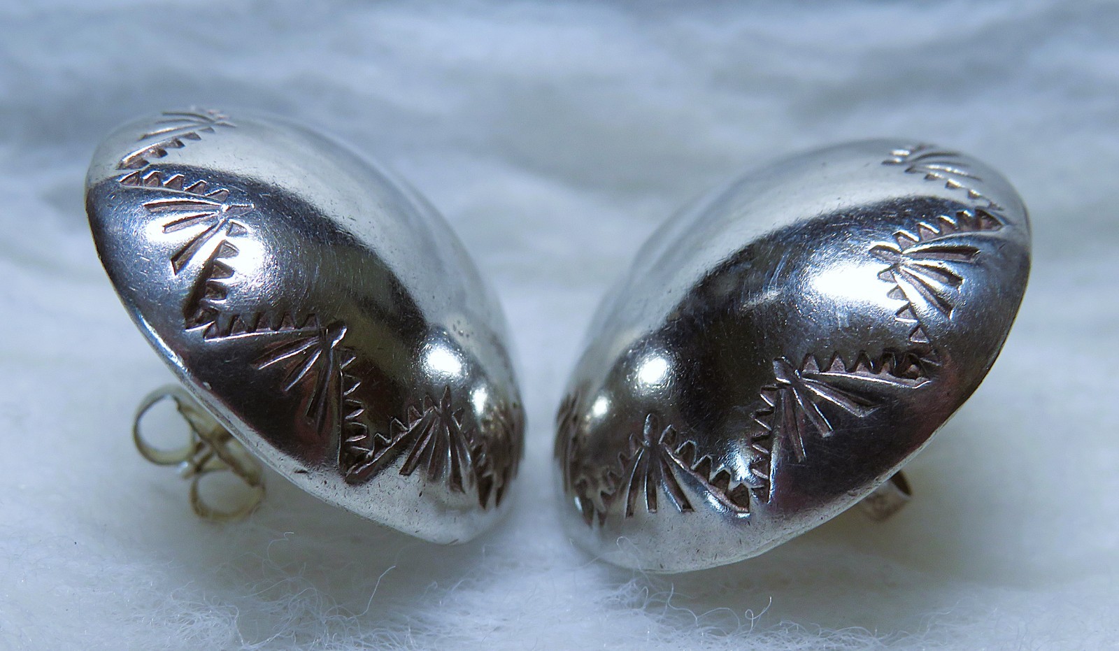 Navajo 22.5mm half Ball Bead concha sterling earrings