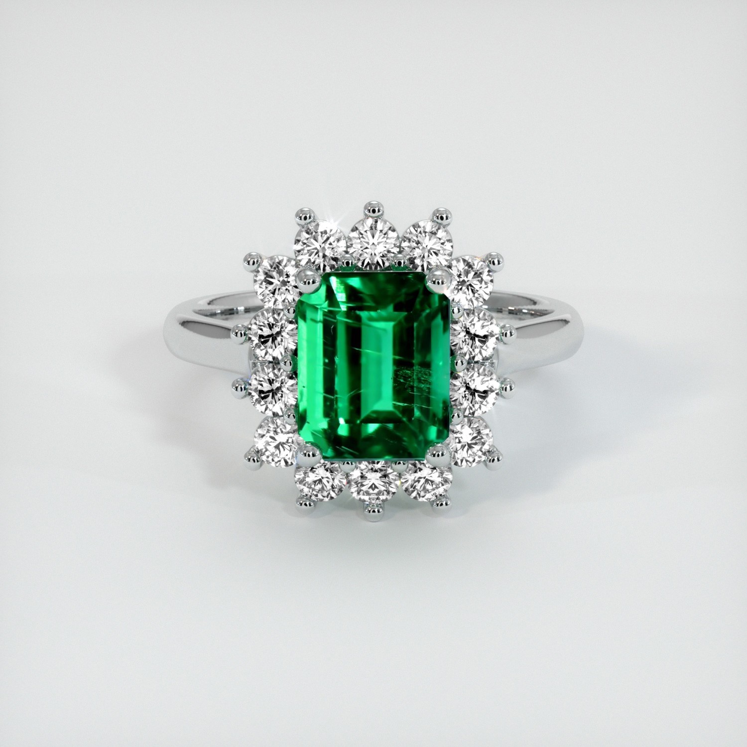 Afghanistan Emerald Cut Green Emerald Platinum 950 Ring 2.37CT
